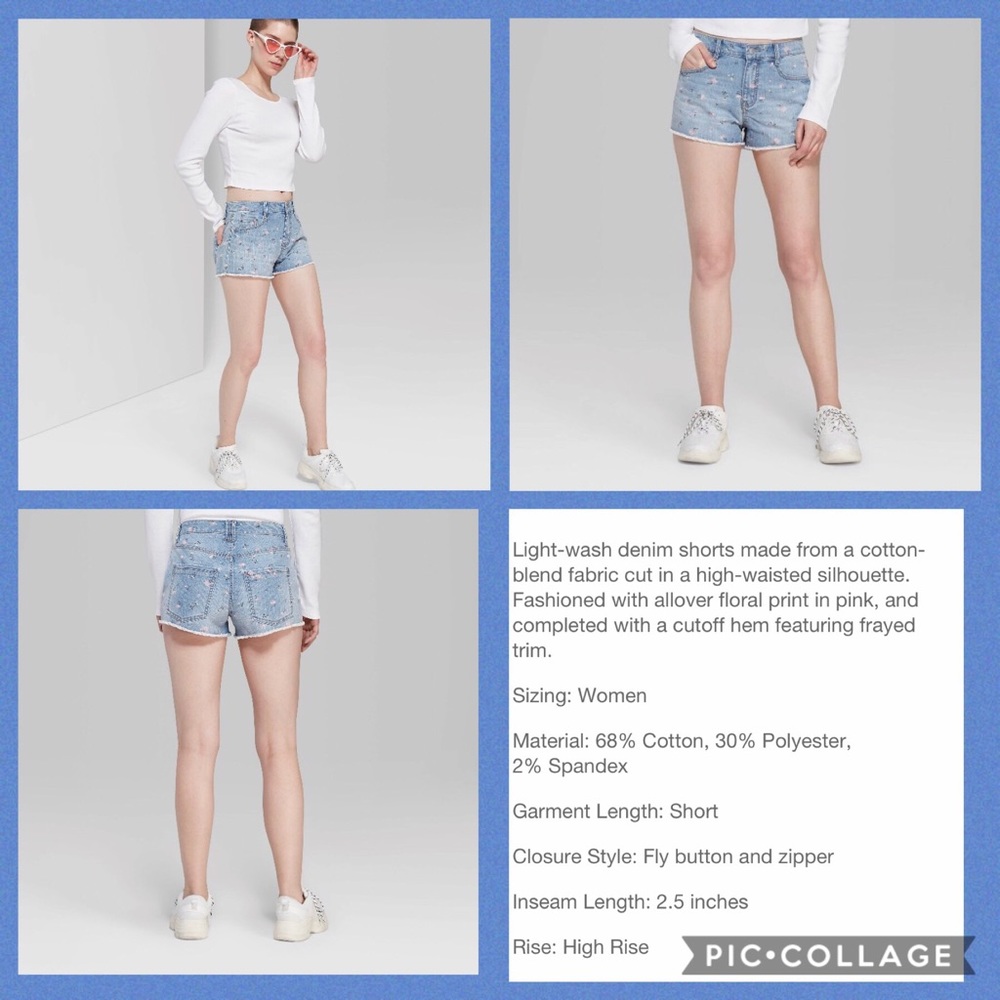 Women’s floral print high-rise cut-off Jean shorts